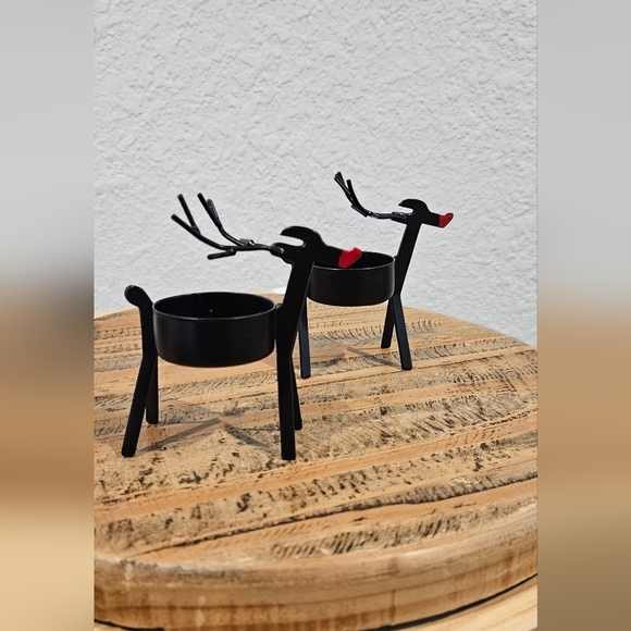 Mud Pie Reindeer 2 PC Tealight Candle Holders - Picture 3 of 5